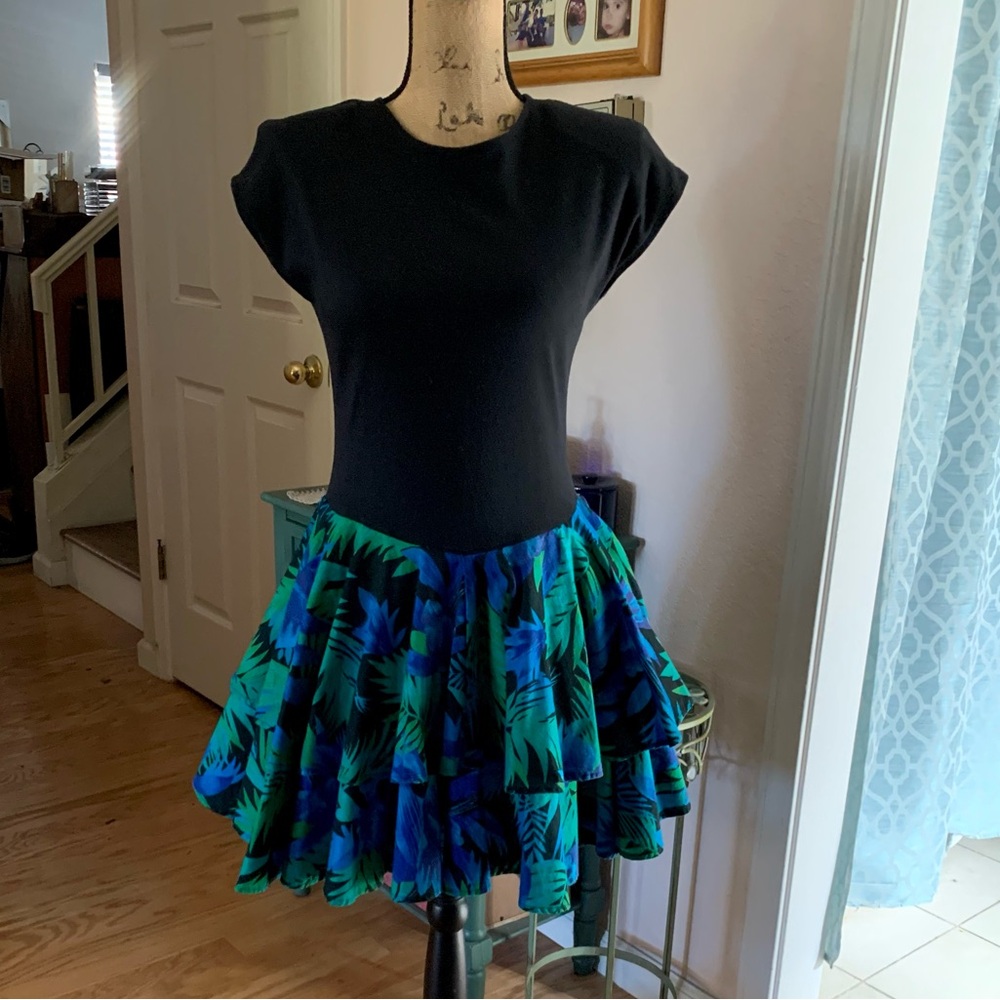 VINTAGE Floral Party Dress; Vivid Colors!